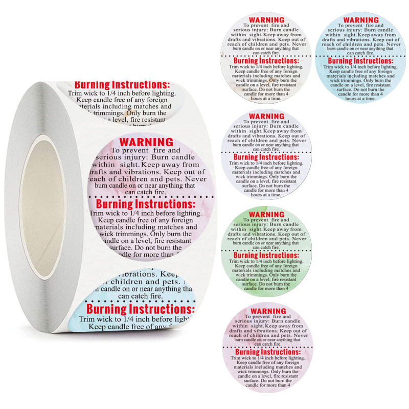 Candle Warning Label - Étiquettes d'avertissement pour pots à bougies,