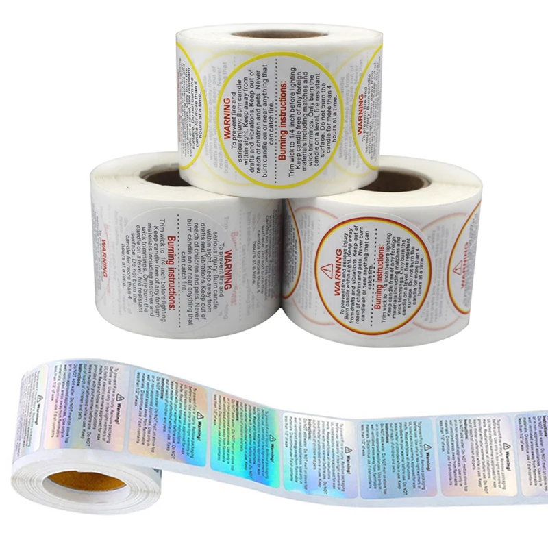 Candle Warning Label - Étiquette d'avertissement de bougie Laser, 500