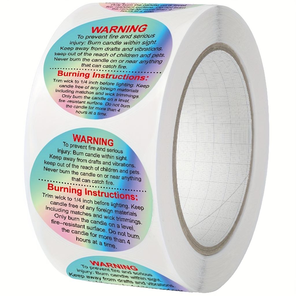 Candle Warning Label - 500 pièces étiquettes d'avertissement de fonte