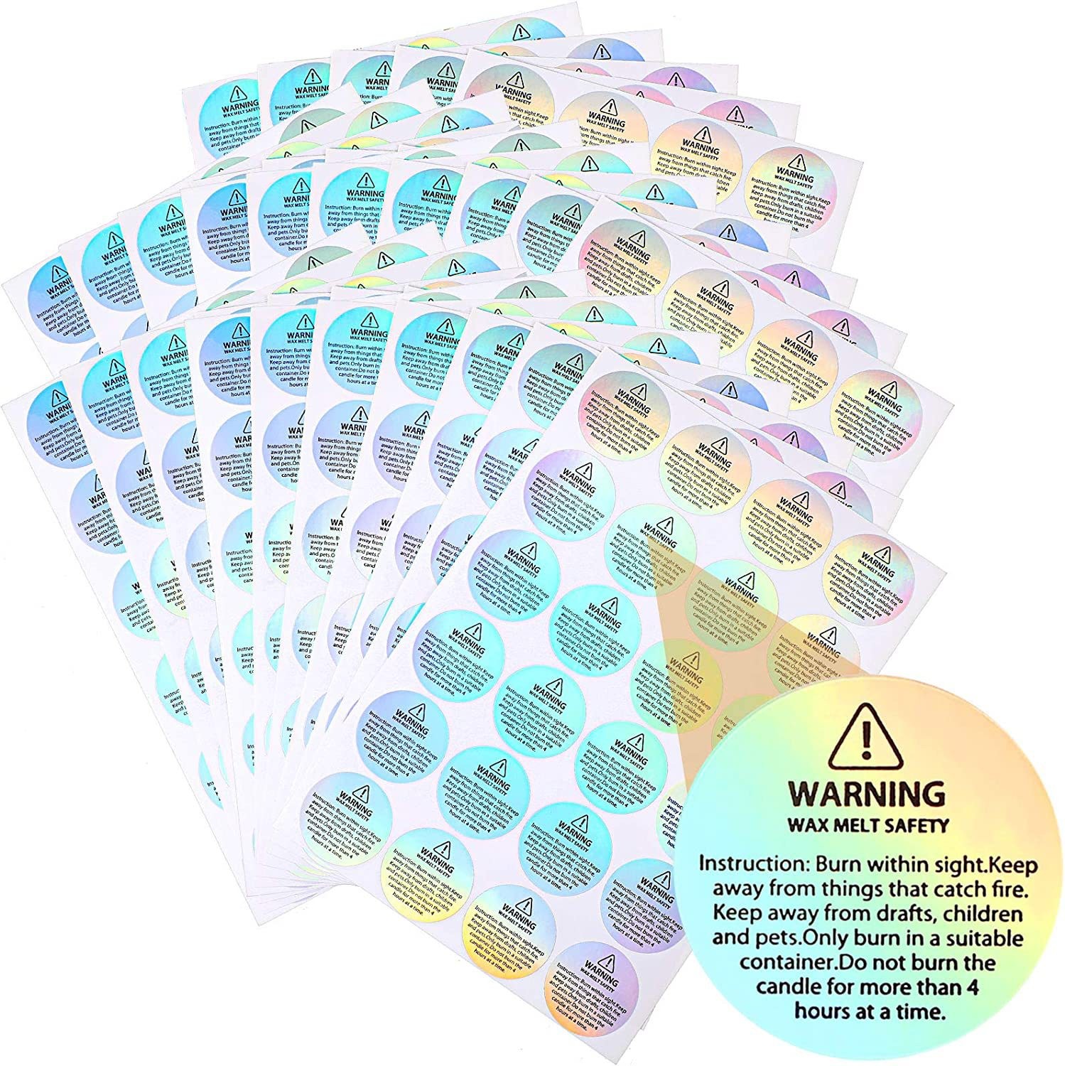 Candle Warning Label - Étiquettes holographiques de sécurité pour bougies