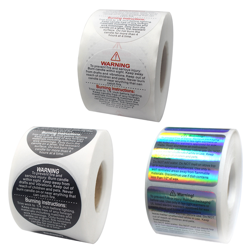 Candle Warning Label - Autocollants d'avertissement de bougie étanches, 500