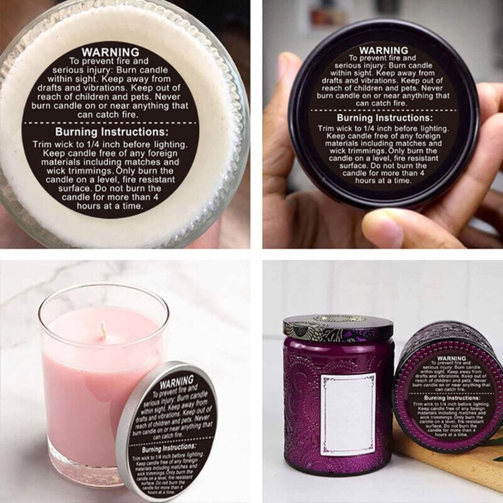 Candle Warning Label - Étiquette autocollante d'avertissement circulaire, autocollants de