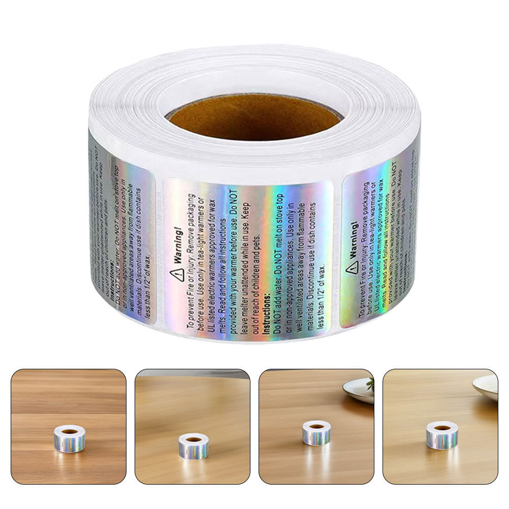 Candle Warning Label - 2 rouleaux d'étiquettes d'avertissement holographiques, autocollantes