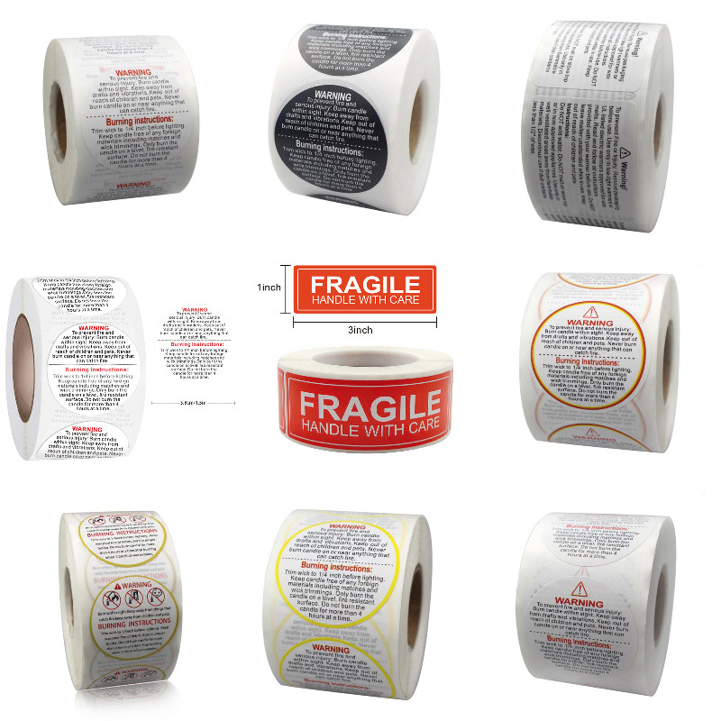 Candle Warning Label - Autocollants Fragys imperméables pour bougies, étiquette